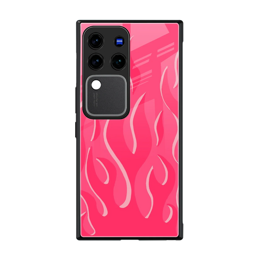 Y2K Retro Hot Pink Flames back phone cover | glass case forvivo v30 pro