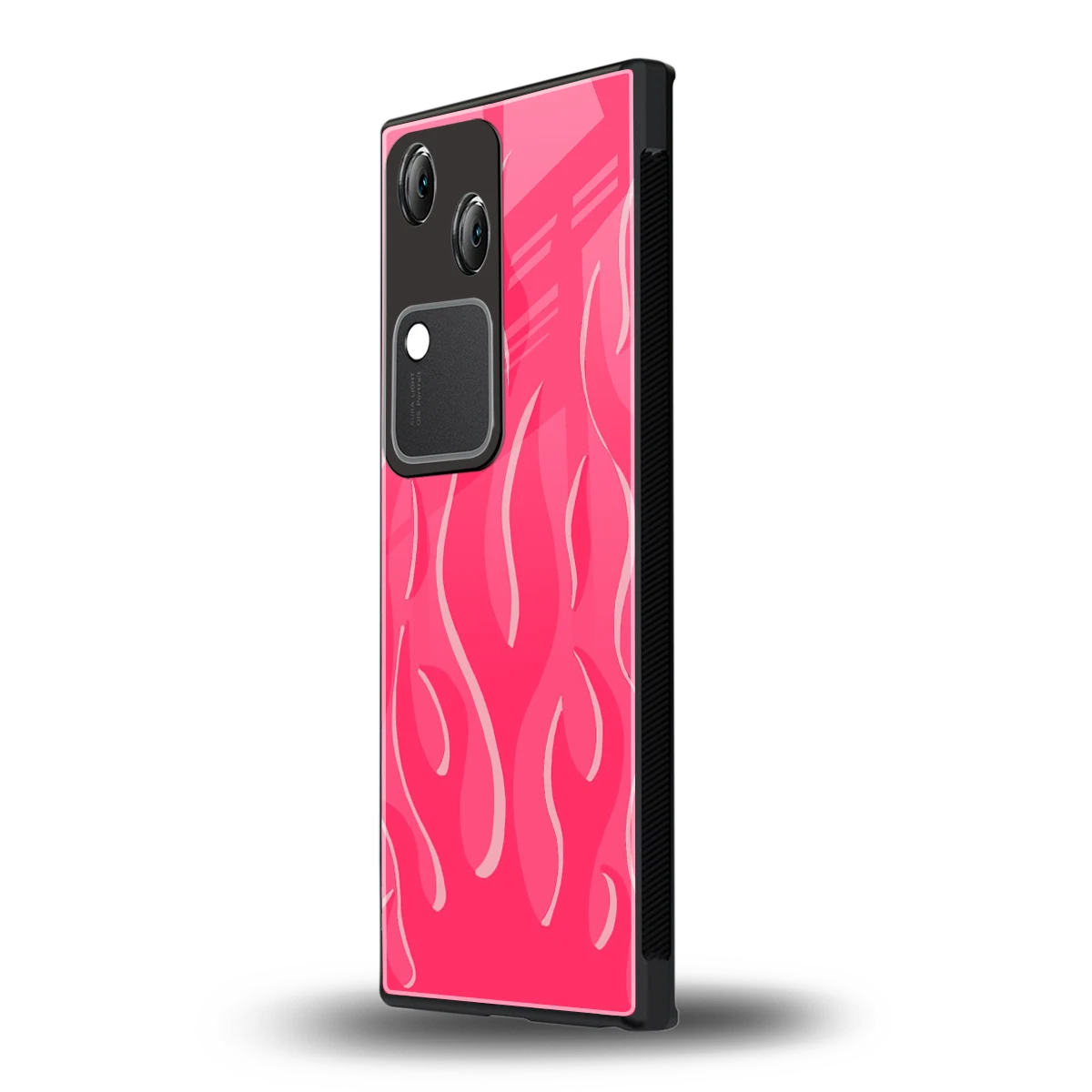 Y2K Retro Hot Pink Flames vivo v30 mobile cover | shockproof glass phone case
