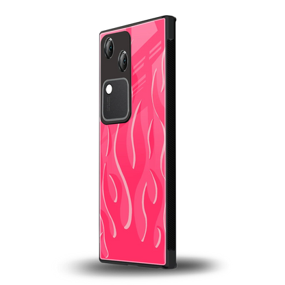 Y2K Retro Hot Pink Flames vivo v30 mobile cover | shockproof glass phone case
