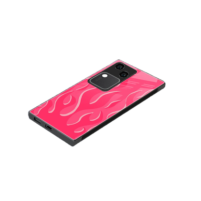 Y2K Retro Hot Pink Flames stylish phone case for vivo v30 | glossy glass and slim fit