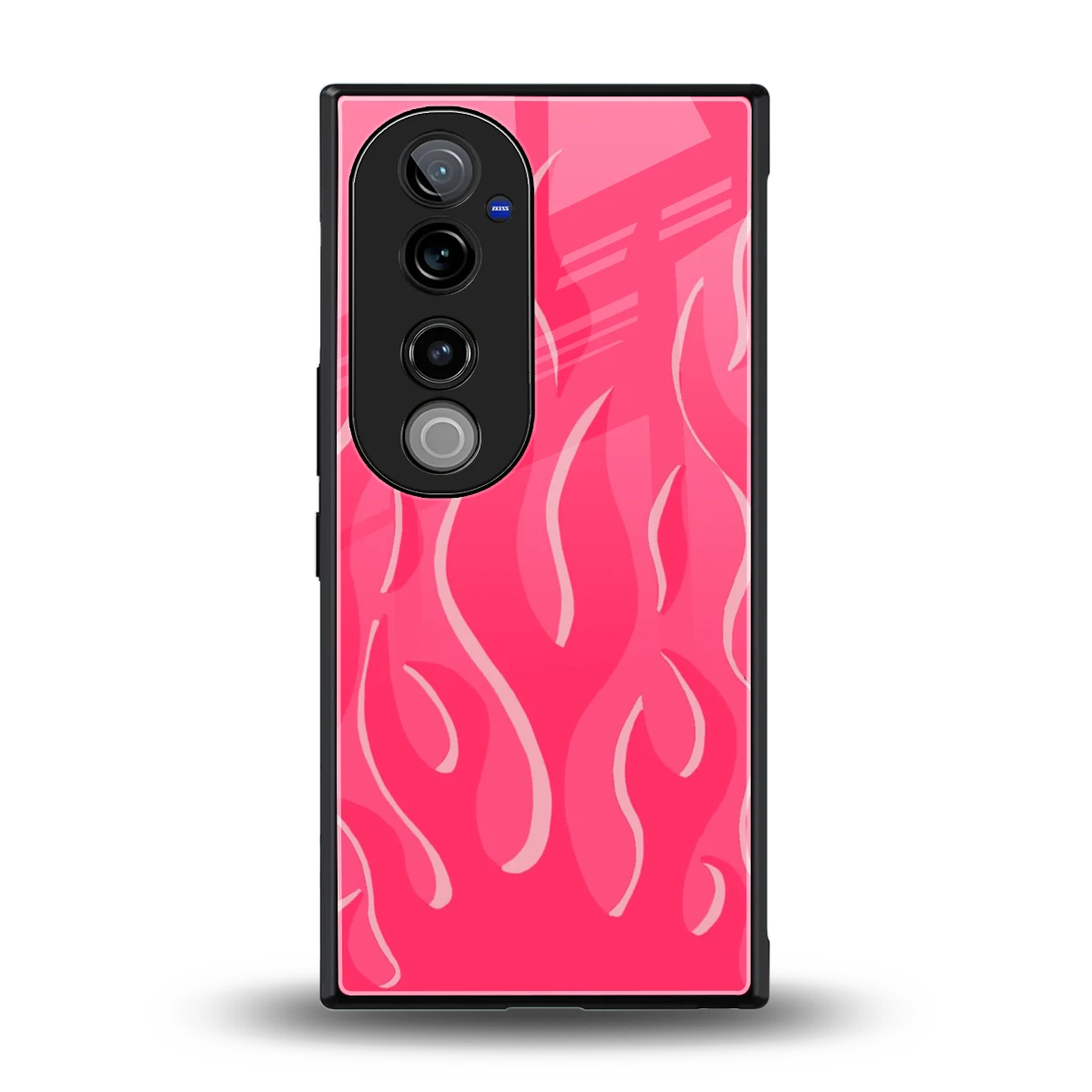 Y2K Retro Hot Pink Flames back phone cover | glass case for vivo v40 pro