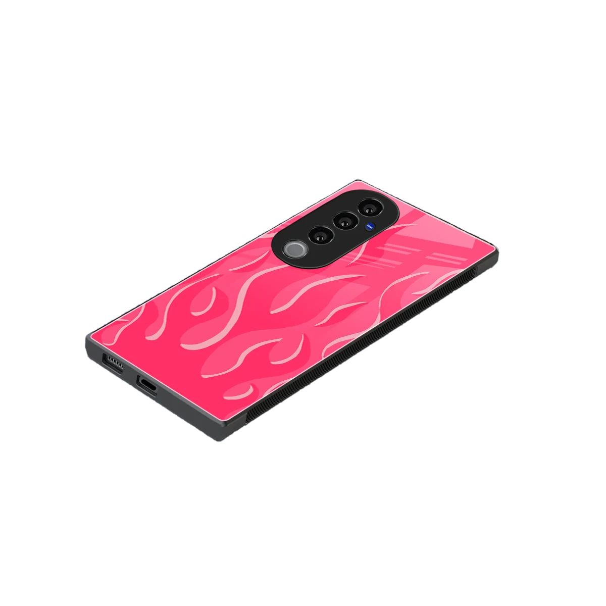Y2K Retro Hot Pink Flames stylish phone case for vivo v40 pro | glossy glass and slim fit