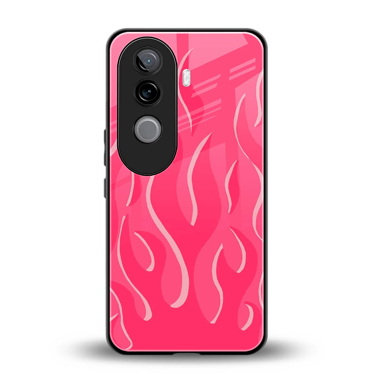 Y2K Retro Hot Pink Flames back phone cover | glass case for vivo v40e