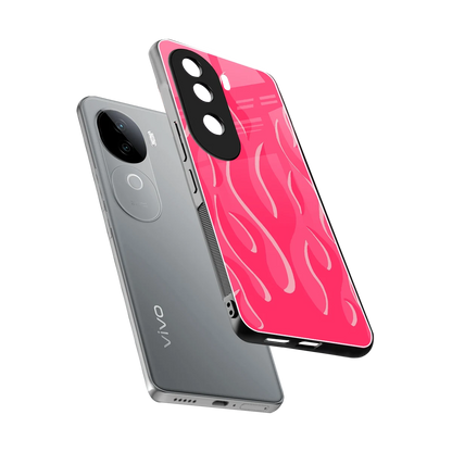 Y2K Retro Hot Pink Flames sleek vivo v40e cover with tempered glass back and TPU edges