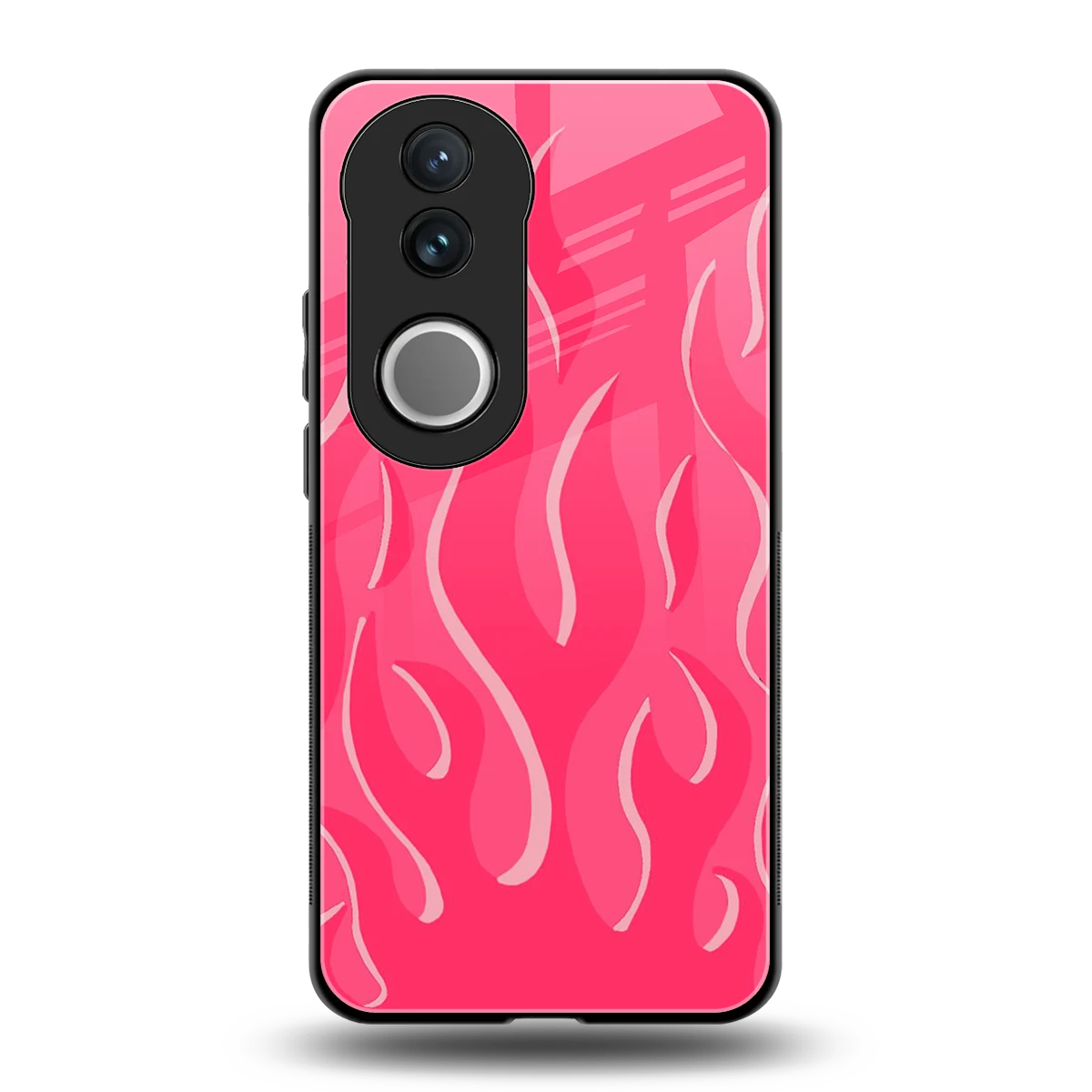 Y2K Retro Hot Pink Flames back phone cover | glass case for vivo v50