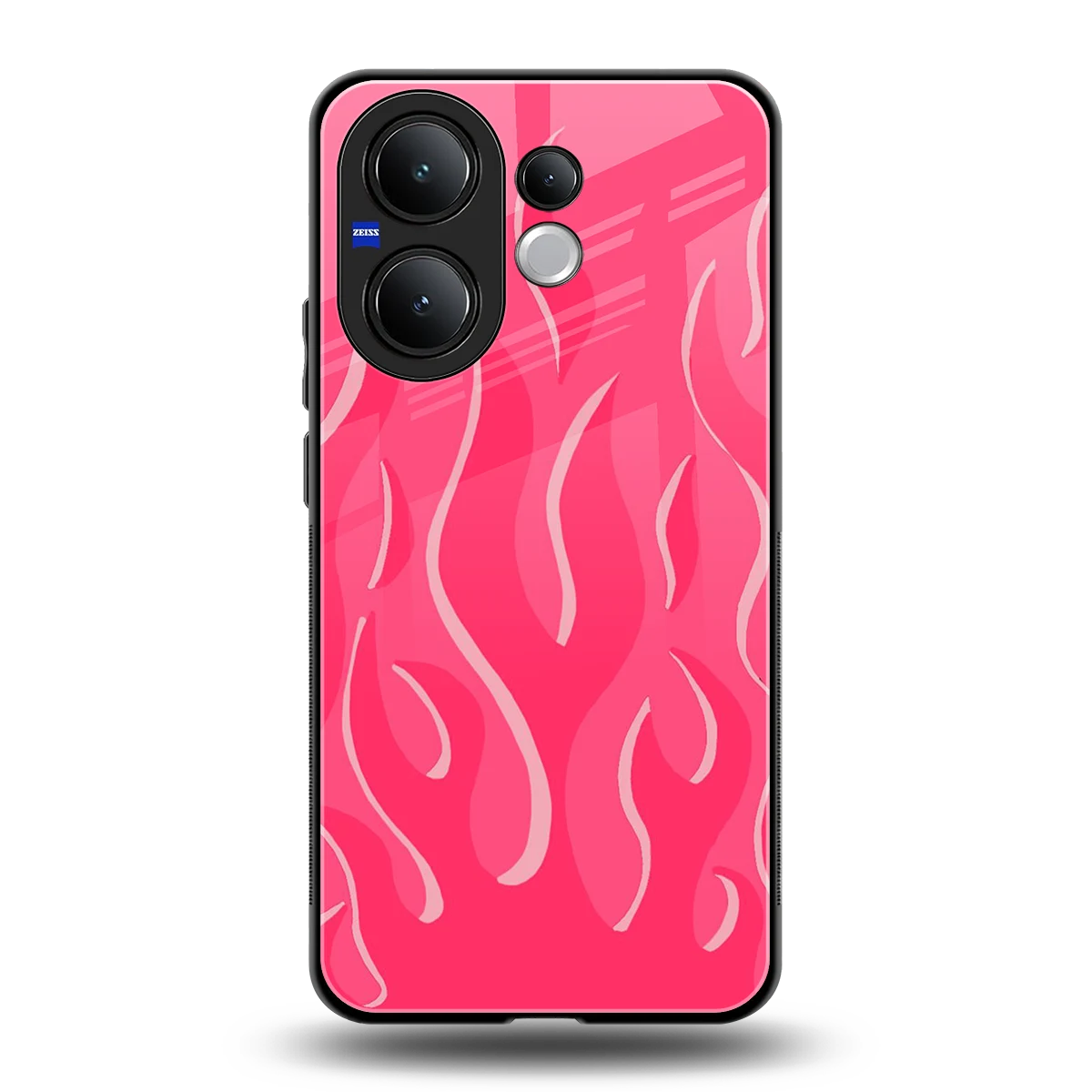 Y2K Retro Hot Pink Flames back phone cover | glass case for vivo v60