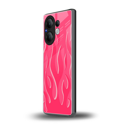 Y2K Retro Hot Pink Flames vivo v60 mobile cover | shockproof glass phone case