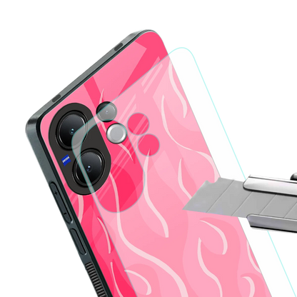 Y2K Retro Hot Pink Flames stylish phone case for vivo v60 | glossy glass and slim fit