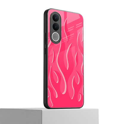 Y2K Retro Hot Pink Flames vivo v70 fe mobile cover | shockproof glass phone case