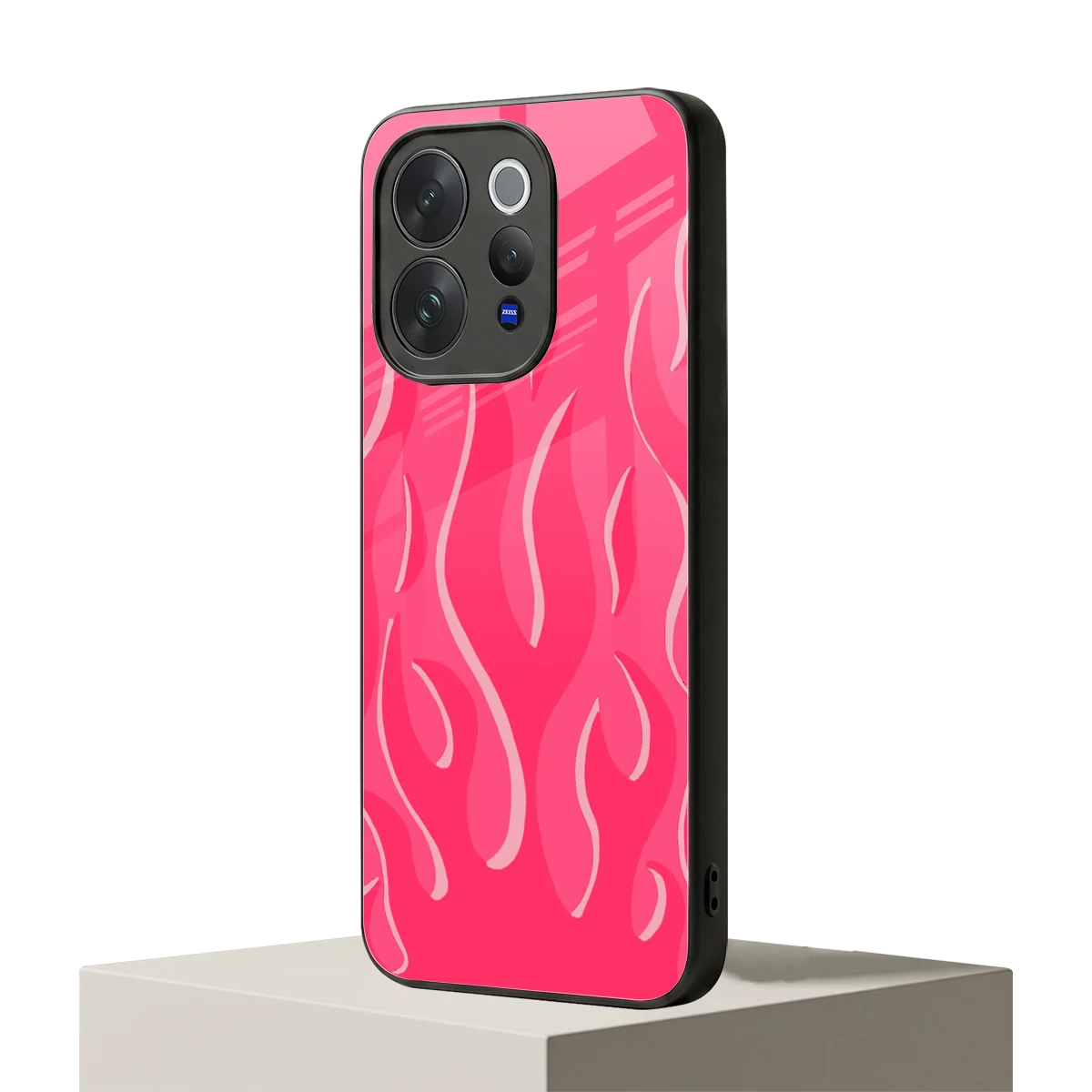 Y2K Retro Hot Pink Flames vivo v70 mobile cover | shockproof glass phone case
