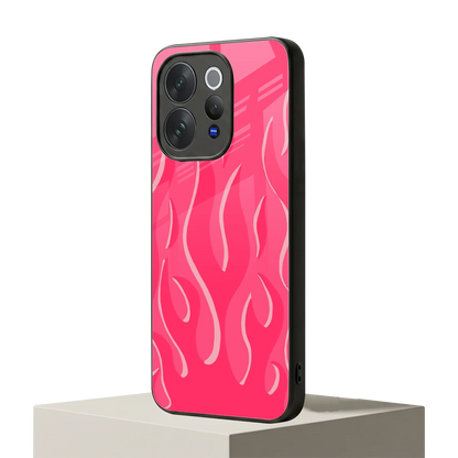 Y2K Retro Hot Pink Flames vivo v70 mobile cover | shockproof glass phone case