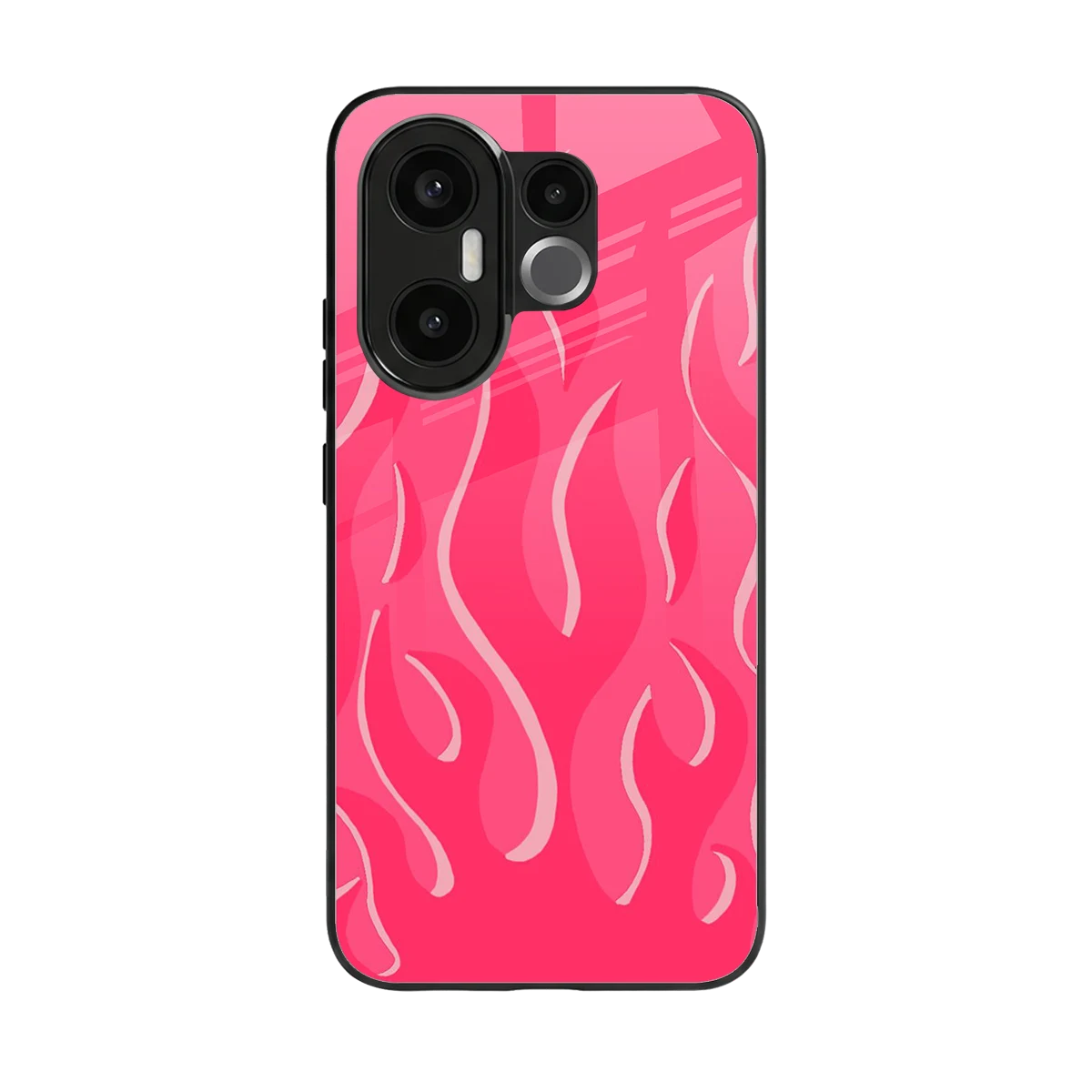 Y2K Retro Hot Pink Flames back phone cover | glass case for vivo x200 fe