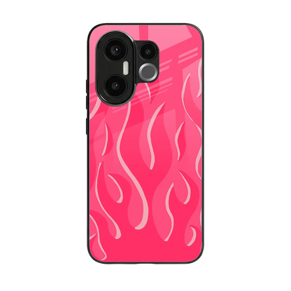 Y2K Retro Hot Pink Flames back phone cover | glass case for vivo x200 fe