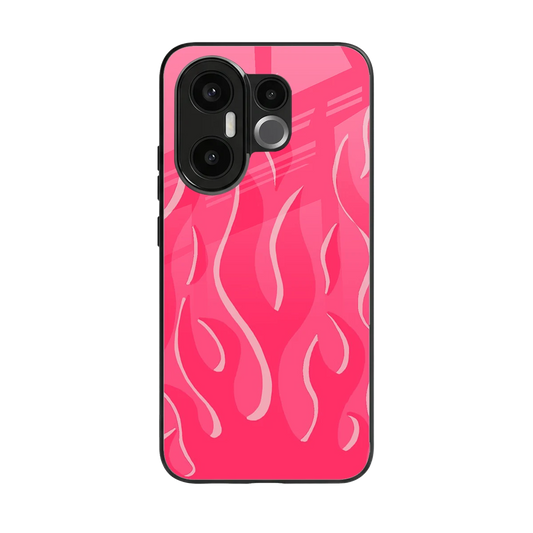 Y2K Retro Hot Pink Flames back phone cover | glass case for vivo x200 fe