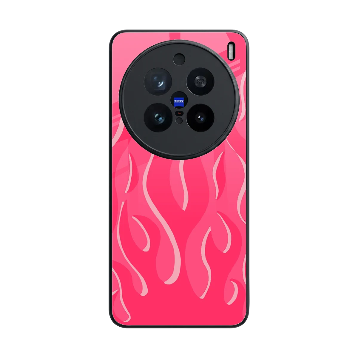 Y2K Retro Hot Pink Flames back phone cover | glass case for vivo x200 pro