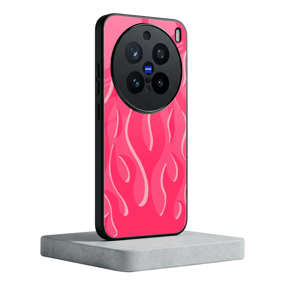 Y2K Retro Hot Pink Flames vivo x200 pro mobile cover | shockproof glass phone case