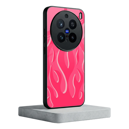 Y2K Retro Hot Pink Flames vivo x200 pro mobile cover | shockproof glass phone case