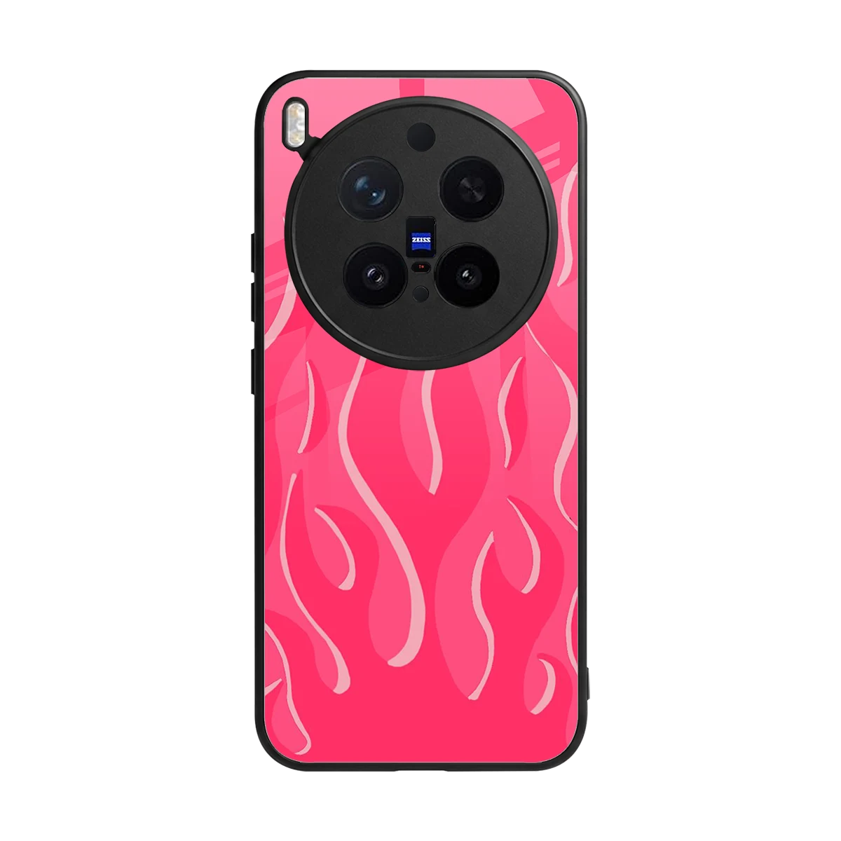Y2K Retro Hot Pink Flames back phone cover | glass case for vivo x300 pro