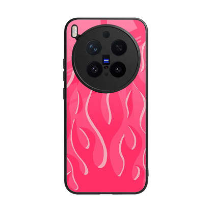 Y2K Retro Hot Pink Flames back phone cover | glass case for vivo x300 pro