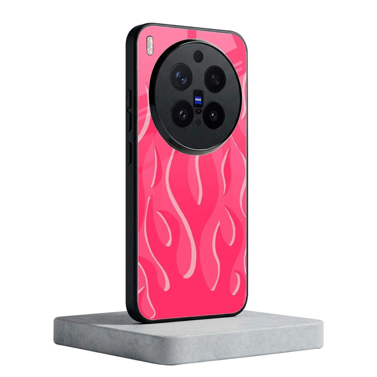 Y2K Retro Hot Pink Flames vivo x300 pro mobile cover | shockproof glass phone case
