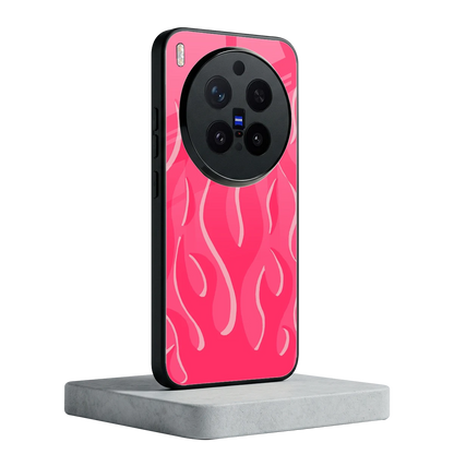Y2K Retro Hot Pink Flames vivo x300 pro mobile cover | shockproof glass phone case