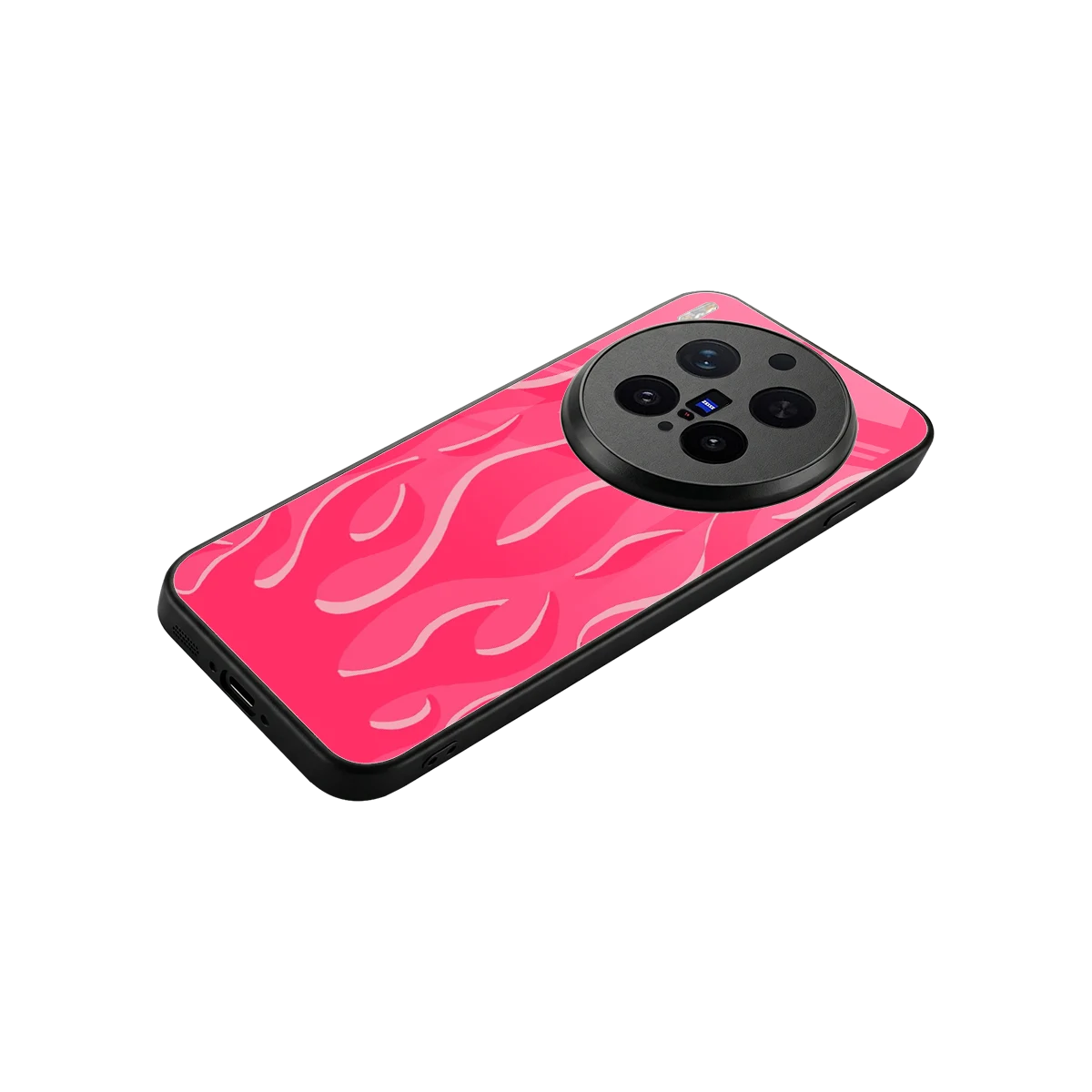 Y2K Retro Hot Pink Flames stylish phone case for vivo x300 pro | glossy glass and slim fit