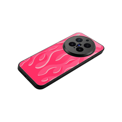 Y2K Retro Hot Pink Flames stylish phone case for vivo x300 pro | glossy glass and slim fit