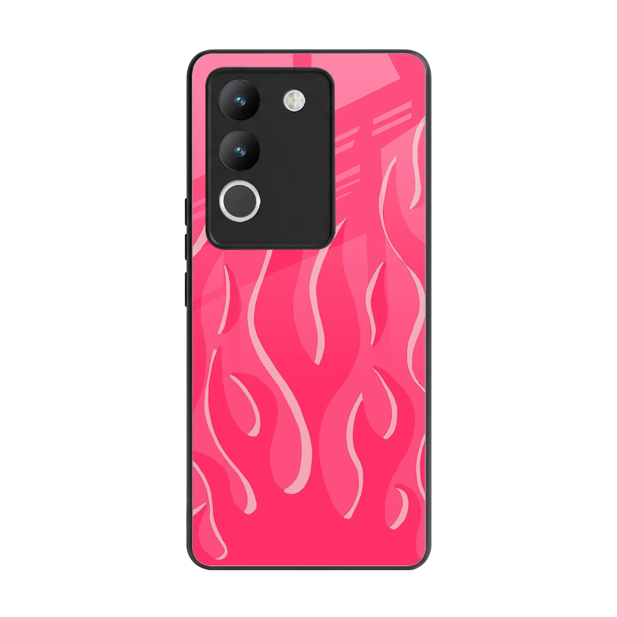 Y2K Retro Hot Pink Flames back phone cover | glass case for vivo y200 5g