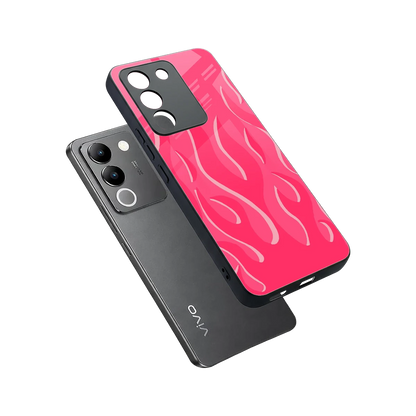 Y2K Retro Hot Pink Flames sleek vivo y200 5g cover with tempered glass back and TPU edges