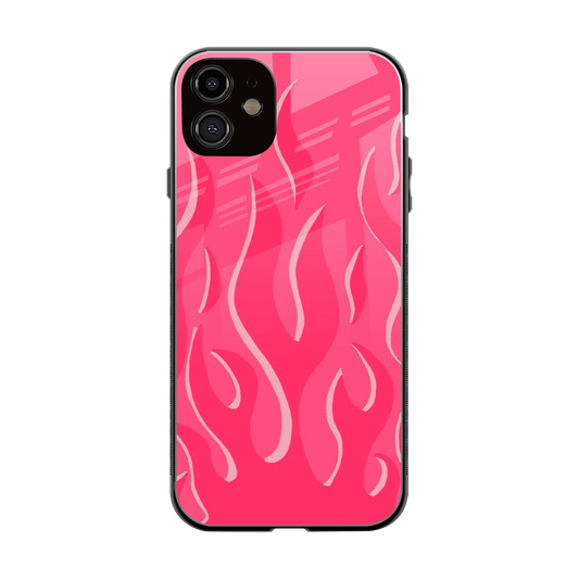 Y2K Retro Hot Pink Flames back phone cover | glass case for iphone 12