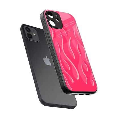Y2K Retro Hot Pink Flames sleek iphone 11 cover with tempered glass back and TPU edges