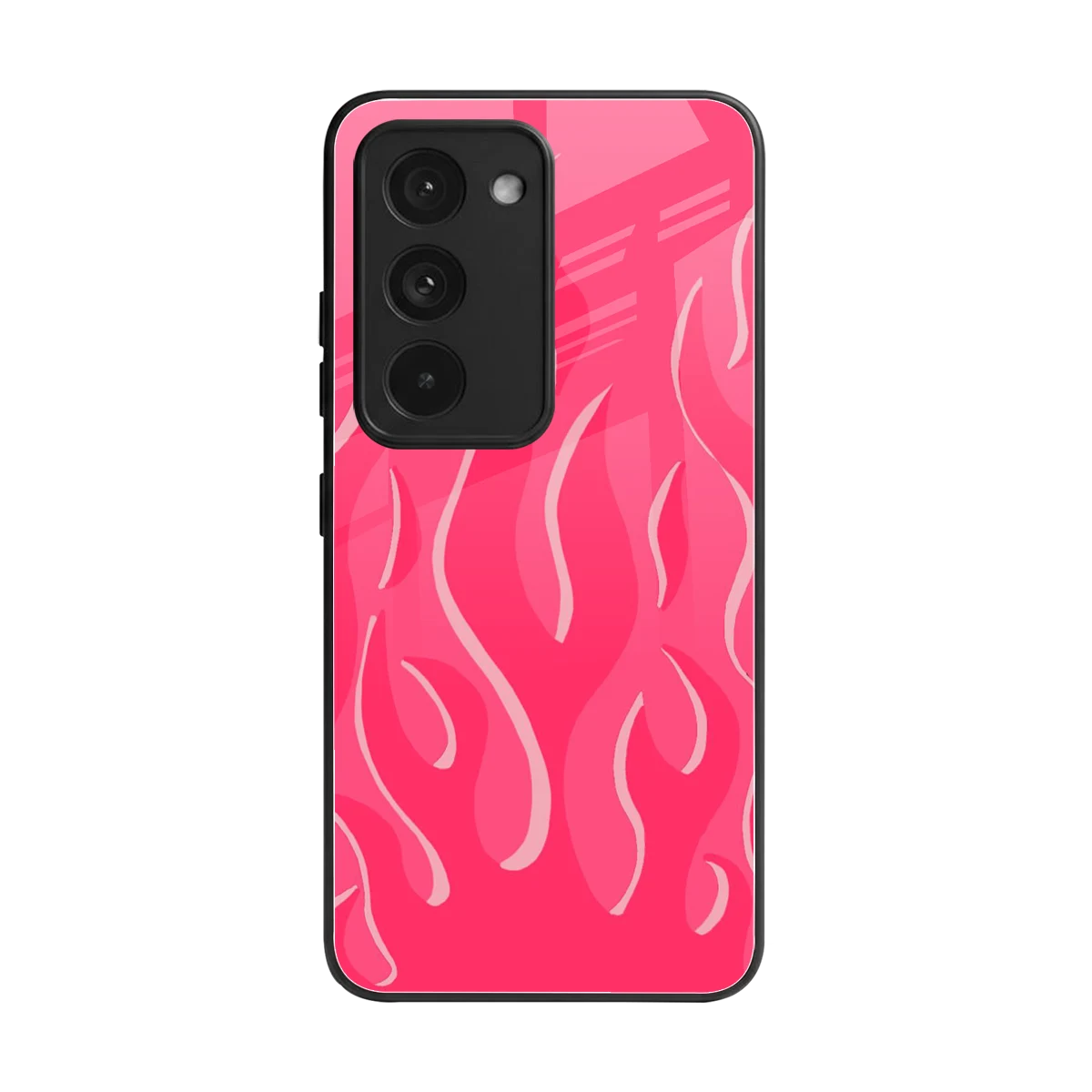 Y2K Retro Hot Pink Flames back phone cover | glass case for redmi 15 5g