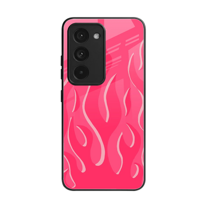Y2K Retro Hot Pink Flames back phone cover | glass case for redmi 15 5g