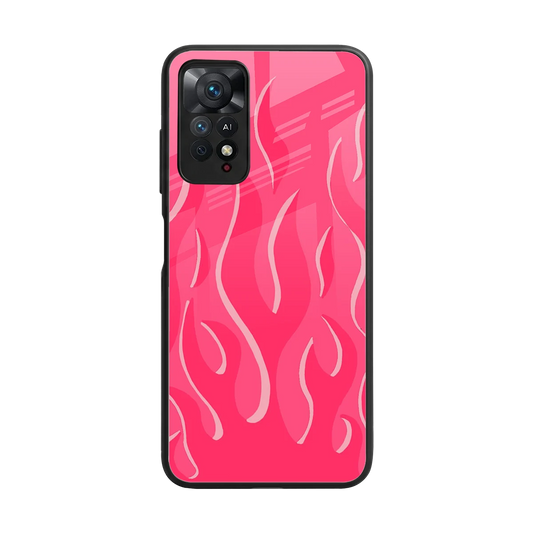 Y2K Retro Hot Pink Flames back phone cover | glass case for redmi note 11 pro