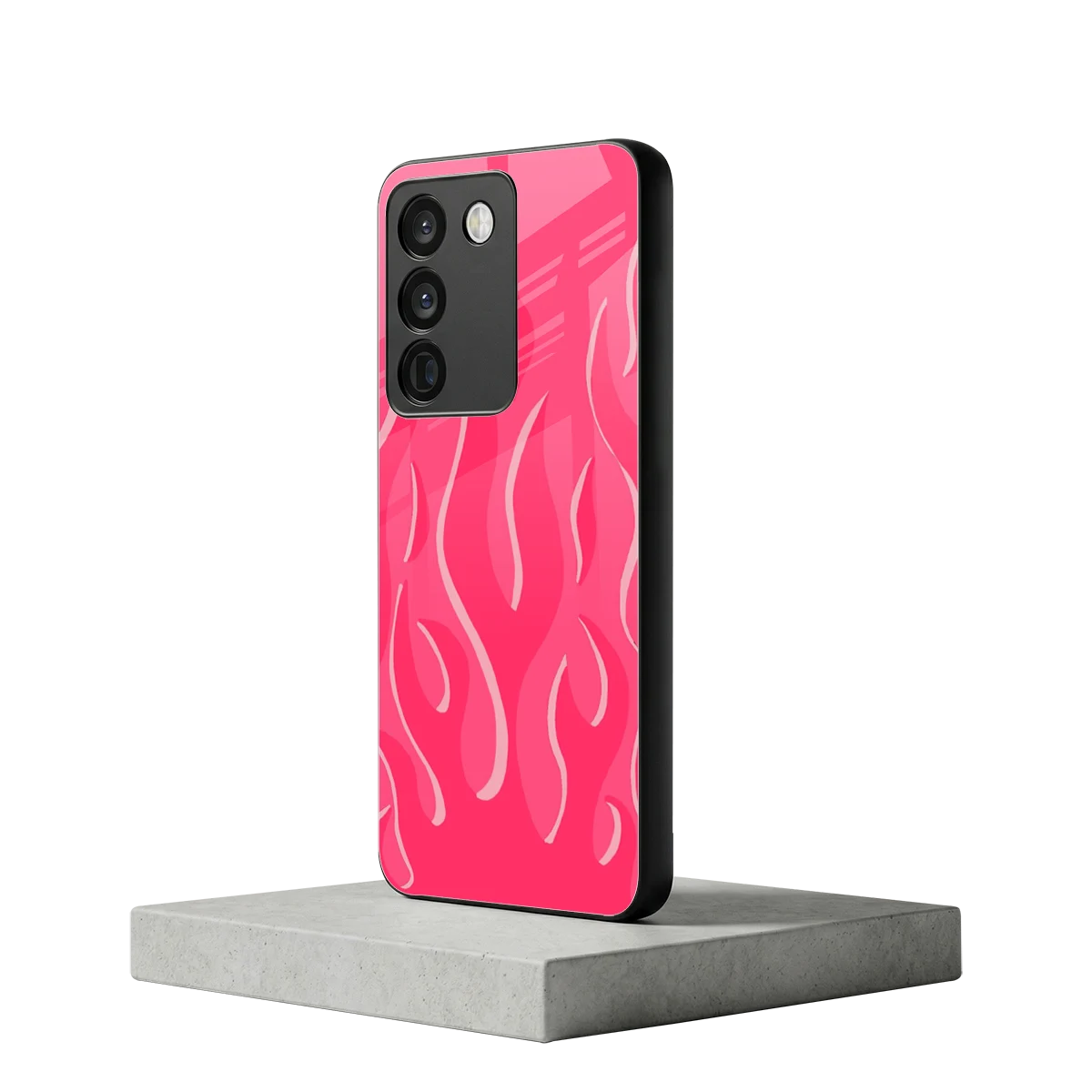 Y2K Retro Hot Pink Flames vivo y200 5g mobile cover | shockproof glass phone case
