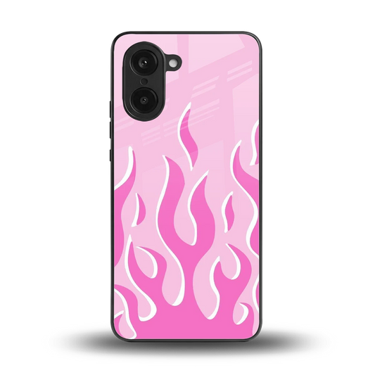 Y2K Retro Pink Flames back phone cover | glass case for oneplus nord ce5 5g