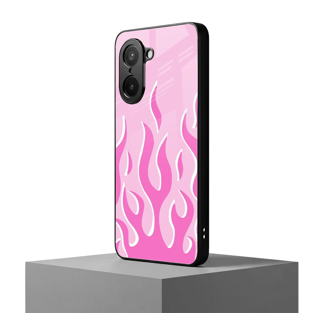 Y2K Retro Pink Flames oneplus nord ce5 5g mobile cover | shockproof glass phone case
