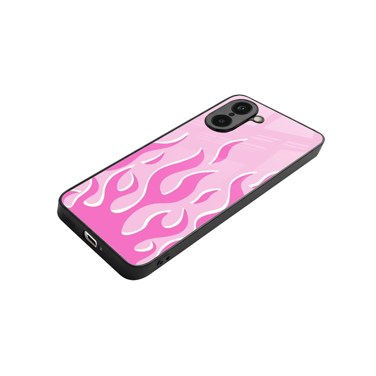 Y2K Retro Pink Flames stylish phone case for oneplus nord ce5 5g | glossy glass and slim fit
