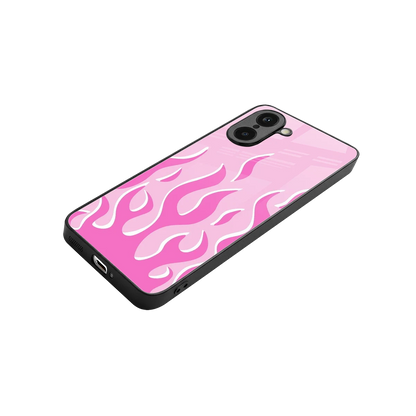 Y2K Retro Pink Flames stylish phone case for oneplus nord ce5 5g | glossy glass and slim fit