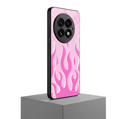 Y2K Retro Pink Flames oneplus 13 mobile cover | shockproof glass phone case