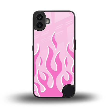 Y2K Retro Pink Flames back phone cover | glass case for cmf nothing phone 1