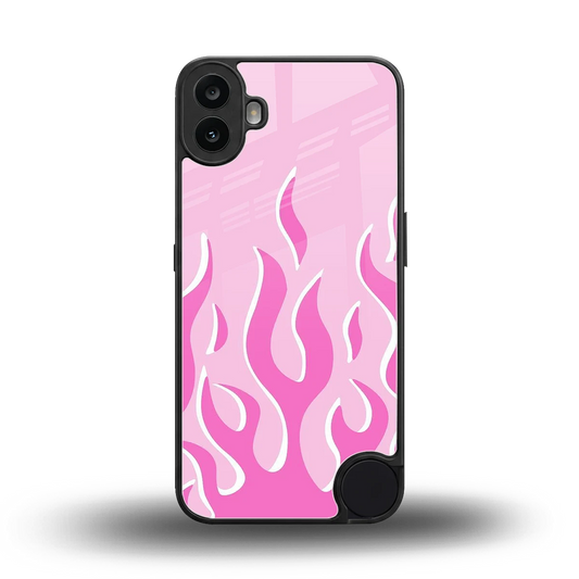 Y2K Retro Pink Flames back phone cover | glass case for cmf nothing phone 1