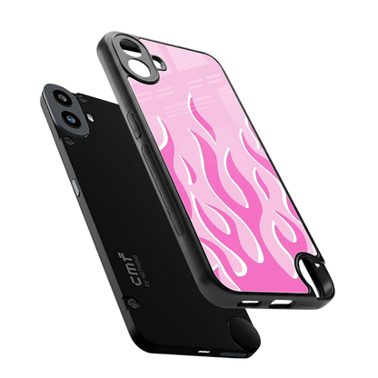 Y2K Retro Pink Flames sleek cmf nothing phone 1 cover with tempered glass back and TPU edges