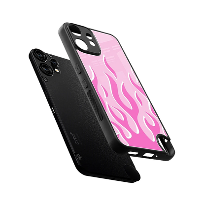 Y2K Retro Pink Flames sleek cmf nothing phone 2 pro cover with tempered glass back and TPU edges