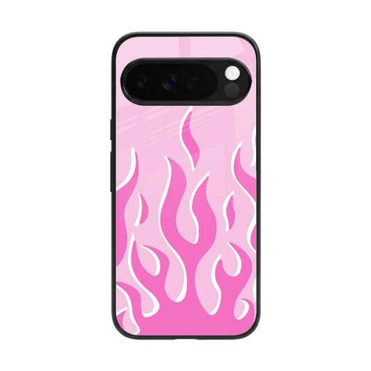 Y2K Retro Pink Flames back phone cover | glass case for google pixel 10 pro xl