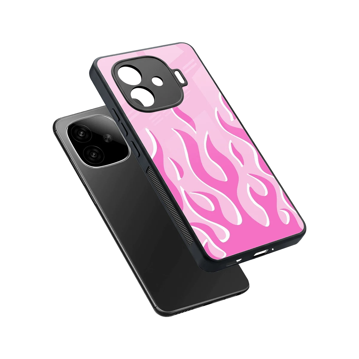Y2K Retro Pink Flames sleek iqoo neo 10r 5g cover with tempered glass back and TPU edges
