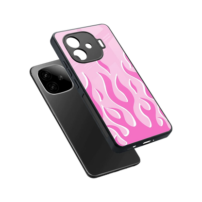 Y2K Retro Pink Flames sleek iqoo neo 10r 5g cover with tempered glass back and TPU edges