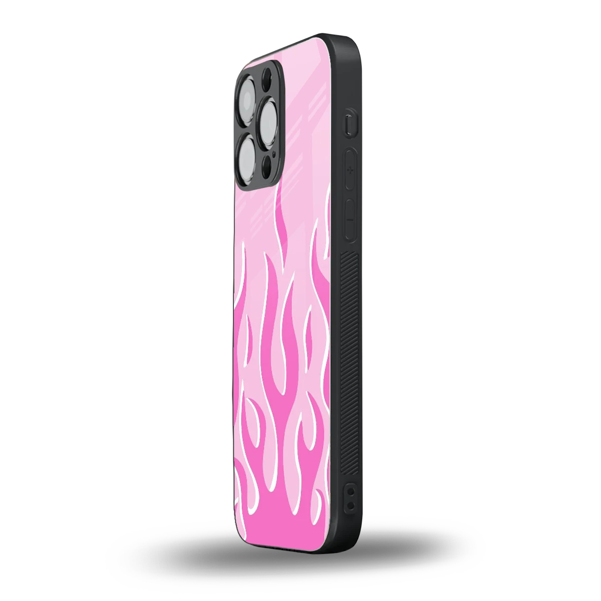 Y2K Retro Pink Flames iphone 14 pro max mobile cover | shockproof glass phone case