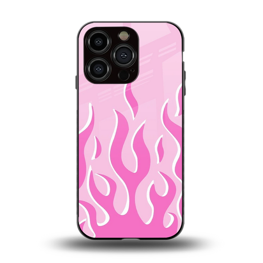 Y2K Retro Pink Flames back phone cover | glass case for iphone 13 pro