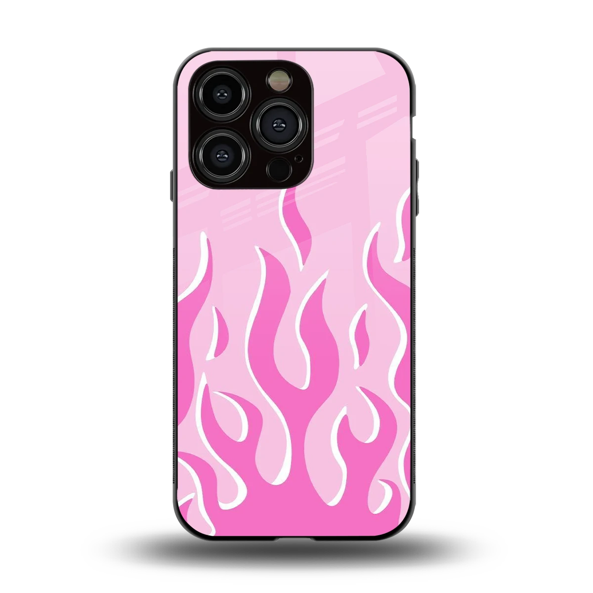 Y2K Retro Pink Flames back phone cover | glass case for iphone 14 pro